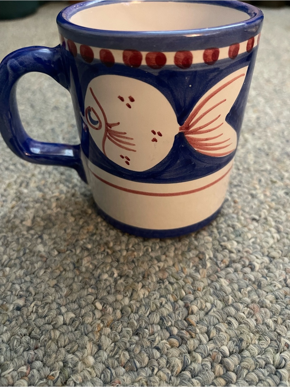 VIETRI Italy Campagna Pesce Handpainted Ceramic Coffee Mug Cup 3.5